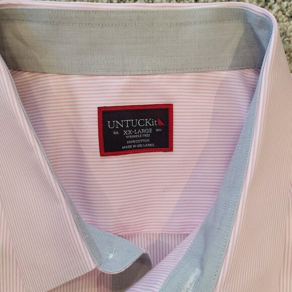 **Men's Untuckit Pink white Pinstripe Button down Shirt XX- Large, Nice *** - Picture 3 of 11